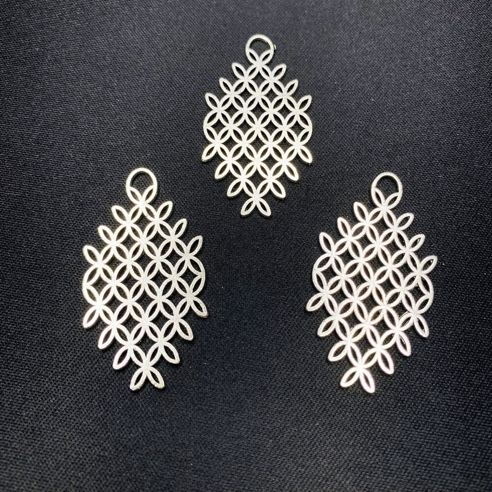 Matte Silver Floral Geometric Pendants